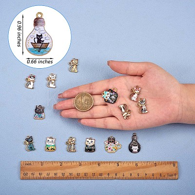 18Pcs 4 Style Halloween Alloy Enamel Pendants JX124A-1