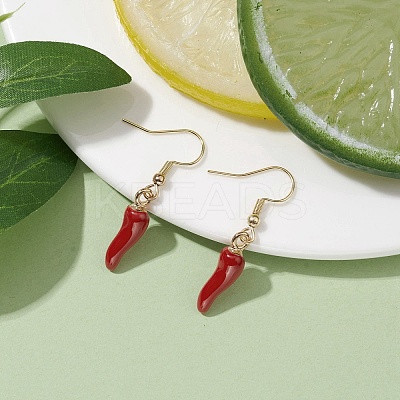 Alloy Enamel Chili Dangle Earring EJEW-JE05762-1
