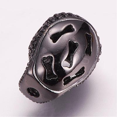 Brass Micro Pave Cubic Zirconia Beads ZIRC-G099-17B-1