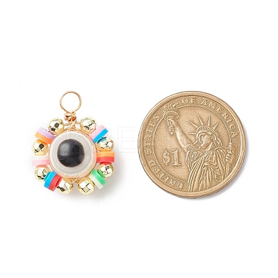 Copper Wire Wrapped Evil Eye Plastic Pendants PALLOY-JF01936-1