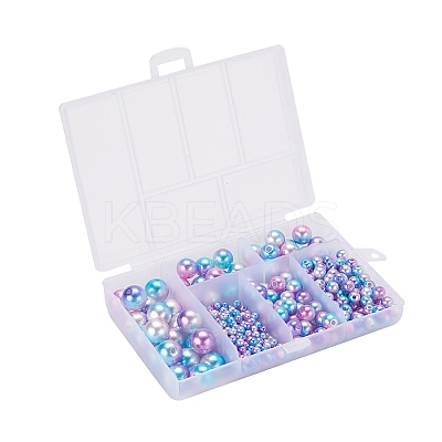 497Pcs 5 Style Rainbow ABS Plastic Imitation Pearl Beads OACR-YW0001-07C-1