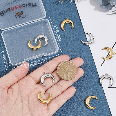 12Pcs 2 Colors Ion Plating(IP) 304 Stainless Steel Pendants STAS-BBC0002-05-1