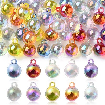 100Pcs 10 Colors UV Plating Rainbow Iridescent Transparent Acrylic Pendants PACR-CJ0001-31-1