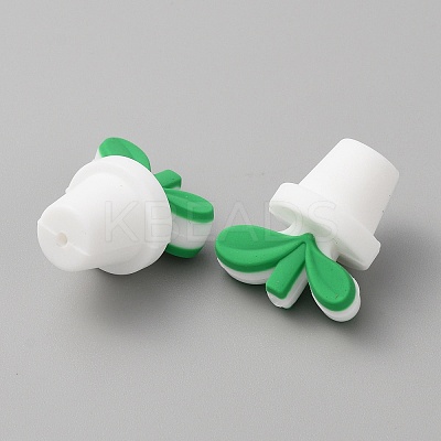 Leaf Pot Food Grade Eco-Friendly Silicone Beads LS-SIL-WH0014-18B-1