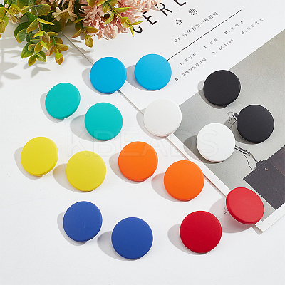 8 Pairs 8 Colors 304 Stainless Steel Flat Round Stud Earrings for Women EJEW-AN0003-42-1