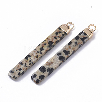 Top Golden Plated Natural Dalmatian Jasper Pendants G-S359-028G-1
