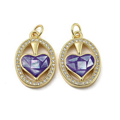 Brass Micro Pave Cubic Zirconia Pendants KK-H457-01G-01-1