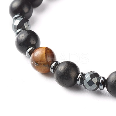 Energy Power Round Beads Stretch Bracelet for Men Women BJEW-JB06901-1