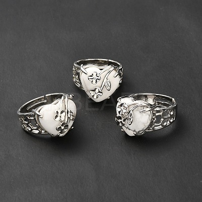 Natural Howlite Adjustable Rings RJEW-P043-03P-10-1