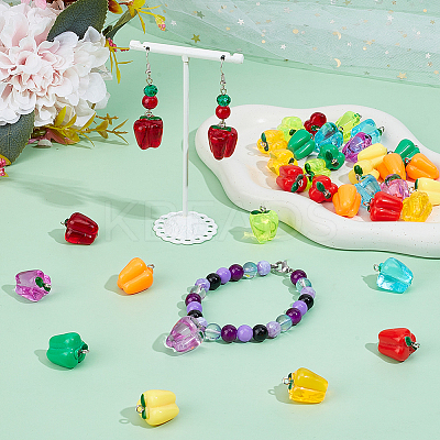 36Pcs 9 Colors Resin Imitation Vegetable Pendants RESI-SC0003-13-1