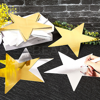 36Pcs 2 Colors Paper Glitter Star Wall Decoration AJEW-SP0001-16A-1