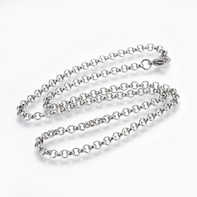 Non-Tarnish 304 Stainless Steel Rolo Chain Necklaces NJEW-F242-12P-C-1