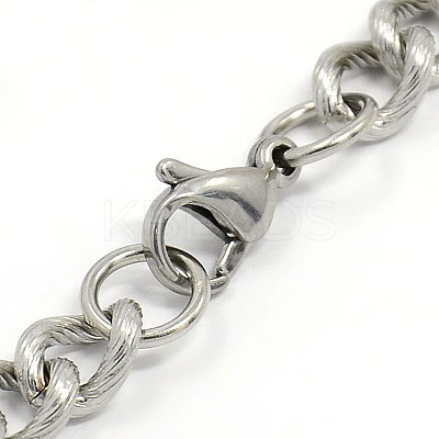 Tarnish Resistant 304 Stainless Steel Curb Chain/Twisted Chain Bracelets LS-STAS-A028-B143P-1