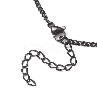 Natural Black Lip Shell Trapezoid Pendant 304 Stainless Steel Curb Chain Lariat Necklaces NJEW-JN05911-1