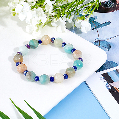 Natural Flower Amazonite Beads Strands G-OC0001-44-1