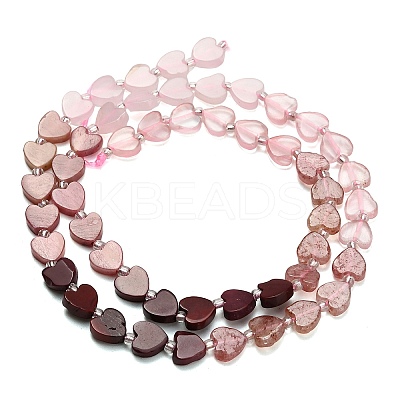 5 Styles Synthetic Cherry Quartz Glass & Natural Strawberry Quartz & Mookaite & Rhodonite & Rose Quartz Beads Strands G-F811-A01-01-1