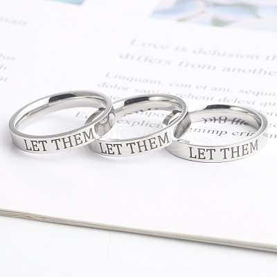 Word Let Them 201 Stainless Steel Finger Rings FS-WGDEB2A-02-1