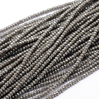 Faceted Rondelle Full Rainbow Plated Electroplate Glass Beads Strands EGLA-M004-2mm-A04-1