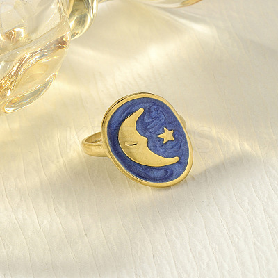 304 Stainless Steel Enamel Cuff Rings FS-WG277BE-04-1