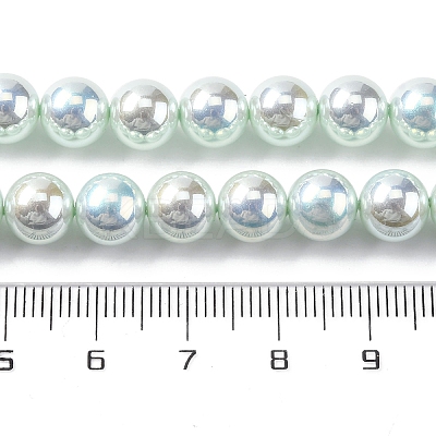UV Plating Pearlized Glass Pearl Beads Strands GLAA-F128-01B-T13-1