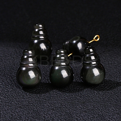 Natural Obsidian 3 Hole Guru Beads PW-WGBA735-02-1