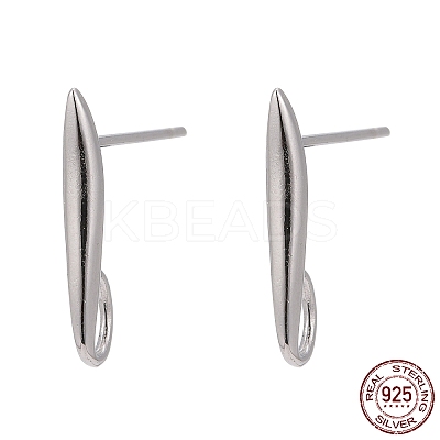Anti-Tarnish Rhodium Plated 925 Sterling Silver Stud Earring Findings STER-K168-118P-1