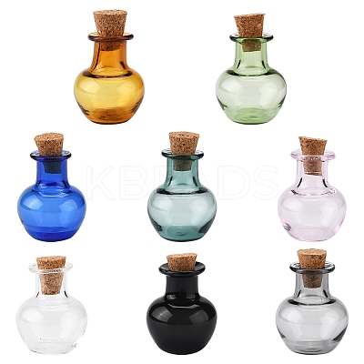 8Pcs 8 Colors Round Glass Cork Bottles Ornament BOTT-FS0001-04-1