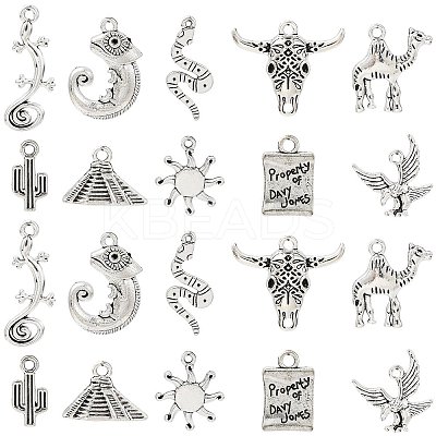50Pcs 10 Style Tibetan Style Alloy Pendants FIND-CJ0001-60-1