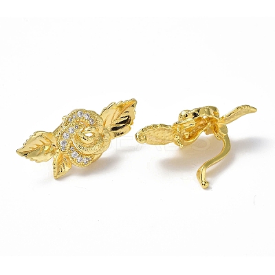 Brass Micro Pave Clear Cubic Zirconia Twister Clasps KK-P223-36G-1