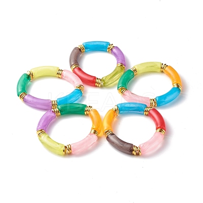Imitation Gemstone Acrylic Curved Tube Beads Stretch Bracelets BJEW-JB06588-1