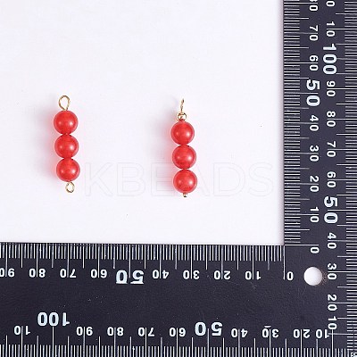 10Pcs Triple Natural Malaysia Jade Round Beaded Connector Charms PALLOY-SW00003-04-1