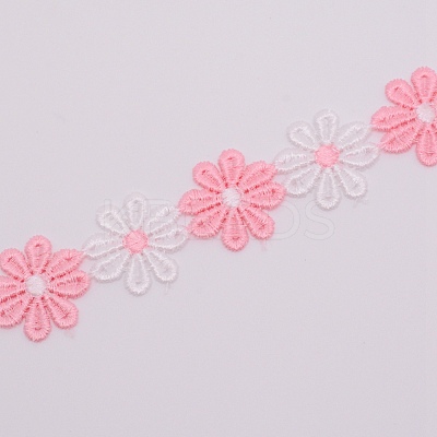 Flower Polyester Trim Ribbon OCOR-WH0060-03-1