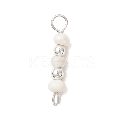Natural Cultured Freshwater Pearl Potato with Round Electroplate Synthetic Non-magnetic Hematite Beaded Connector Charms PALLOY-JF04854-01-1