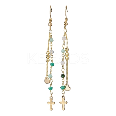 Cross 304 Stainless Steel Dangle Earrings EJEW-JE06779-1