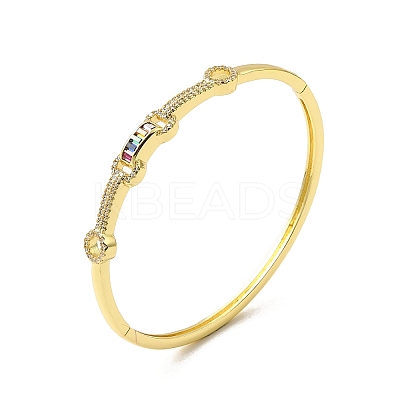 Rectangle & Donut Colorful Cubic Zirconia Hinged Bangle BJEW-G659-02G-1