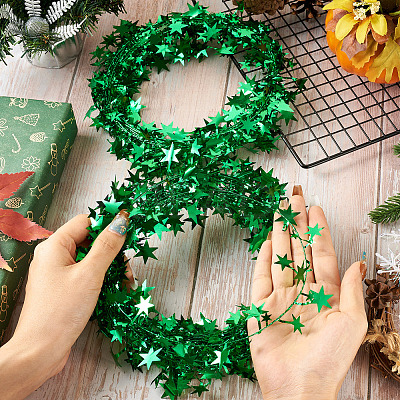 PVC Sparkly Star Metallic Garland with Iron Wire AJEW-TAC0034-08A-1