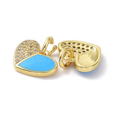 Eco-Friendly Brass Micro Pave Clear Cubic Zirconia Enamel Pendants ZIRC-C021-45G-02-1