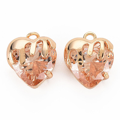 Brass Micro Pave Cubic Zirconia Charms KK-N232-302A-05-1