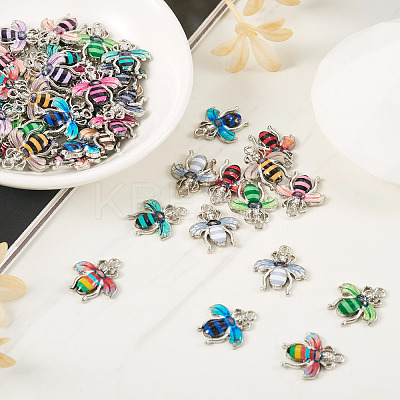 60Pcs 12 Colors Alloy Enamel Pendants ENAM-TA0001-61-1