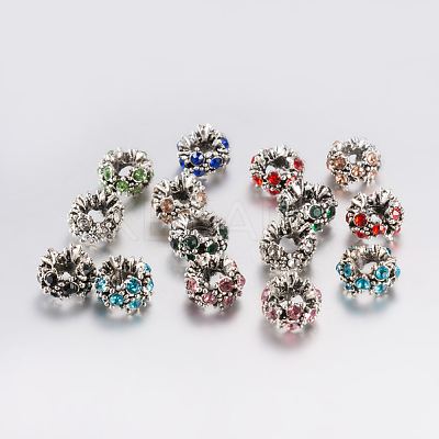 Tibetan Style Alloy Rhinestone European Beads PALLOY-F200-04-1