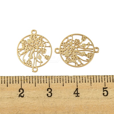 Rack Plating Brass Hollow Out Flower Connector Charms KKC-D001-21KCG-1