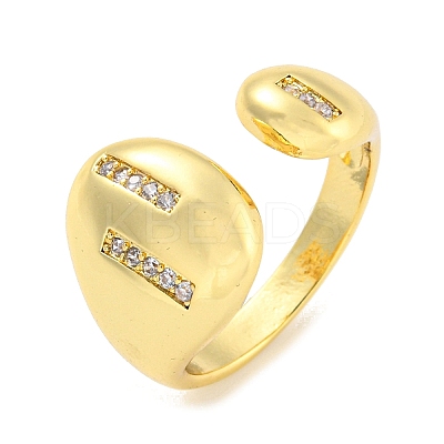 Brass Micro Pave Clear Cubic Zirconia Open Cuff Ring for Women RJEW-M173-02A-G-1