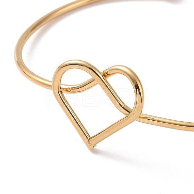 201 Stainless Steel Wire Wrap Heart Open Cuff Bangle BJEW-P285-02G-1