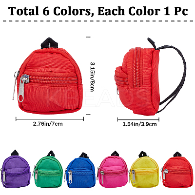 6Pcs 6 Colors Casual Mini Cloth Doll Backpack AJEW-GF0008-36A-1