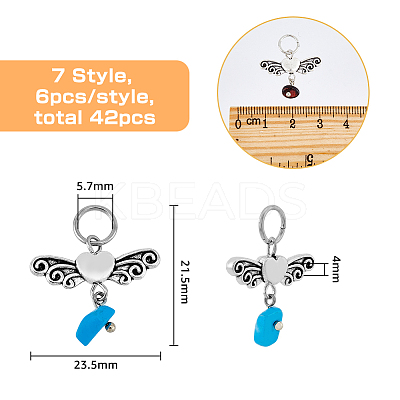 6 Sets Natural & Synthetic Stone Chips Alloy Pendants FIND-HY0001-44-1