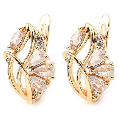 Brass with Cubic Zirconia Hoop Earrings EJEW-D078-43G-1