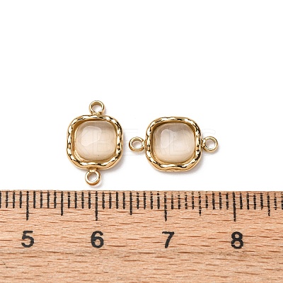 304 Stainless Steel Pave Cat Eye Square Connector Charms STAS-L022-524G-1