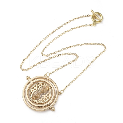 Rotated Hourglass Flat Round Alloy Pendant Necklaces for Women LS-NJEW-G131-01D-1