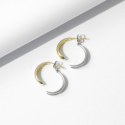 925 Sterling Silver Two Tone Teardrop Stud Earrings EJEW-H167-03GP-1