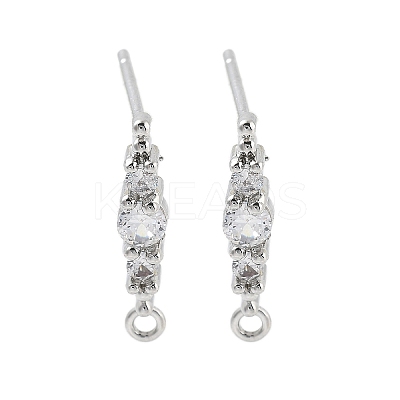 Brass Clear Cubic Zirconia Stud Earring Findings KK-A238-02C-P-1